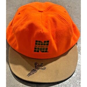 Vintage Norwest Bank Hunting Snapback Hat Blaze Orange Pheasant USA Made